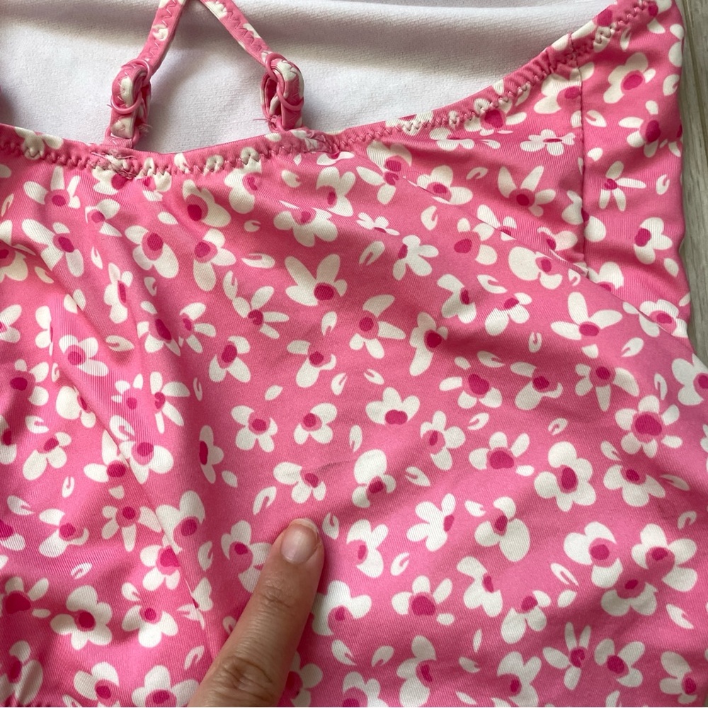 Zara Floral Swimsuit ruffle racerback one piece girls Pink (size 2-3 years) swim - Picture 4 of 5